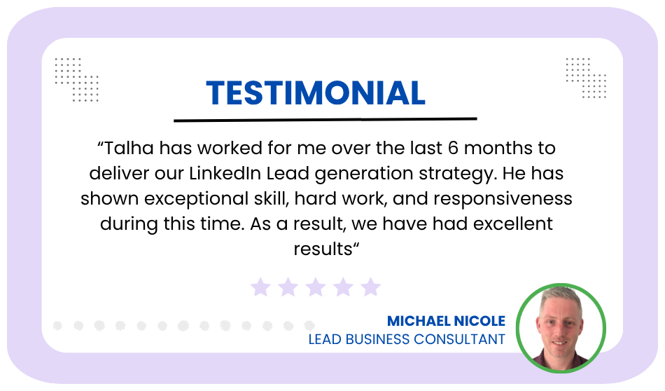Client testimonial from Michael Nicole, Lead Business Consultant
